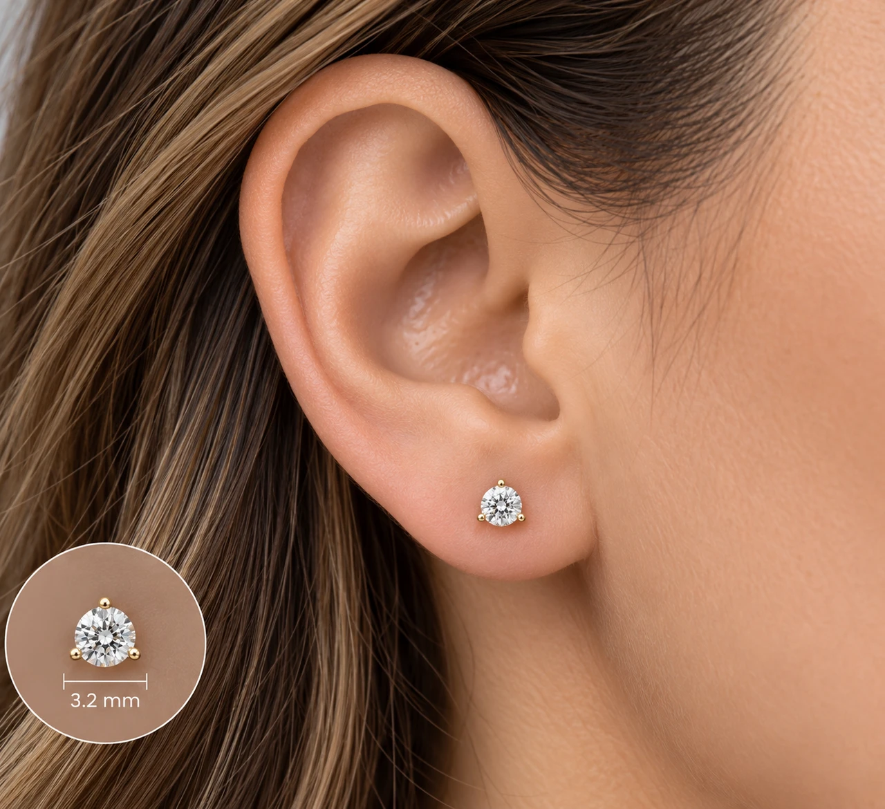 1/3ct Round Genuine Diamond Martini Studs 14K Yellow Gold (J-K, I2-I3)