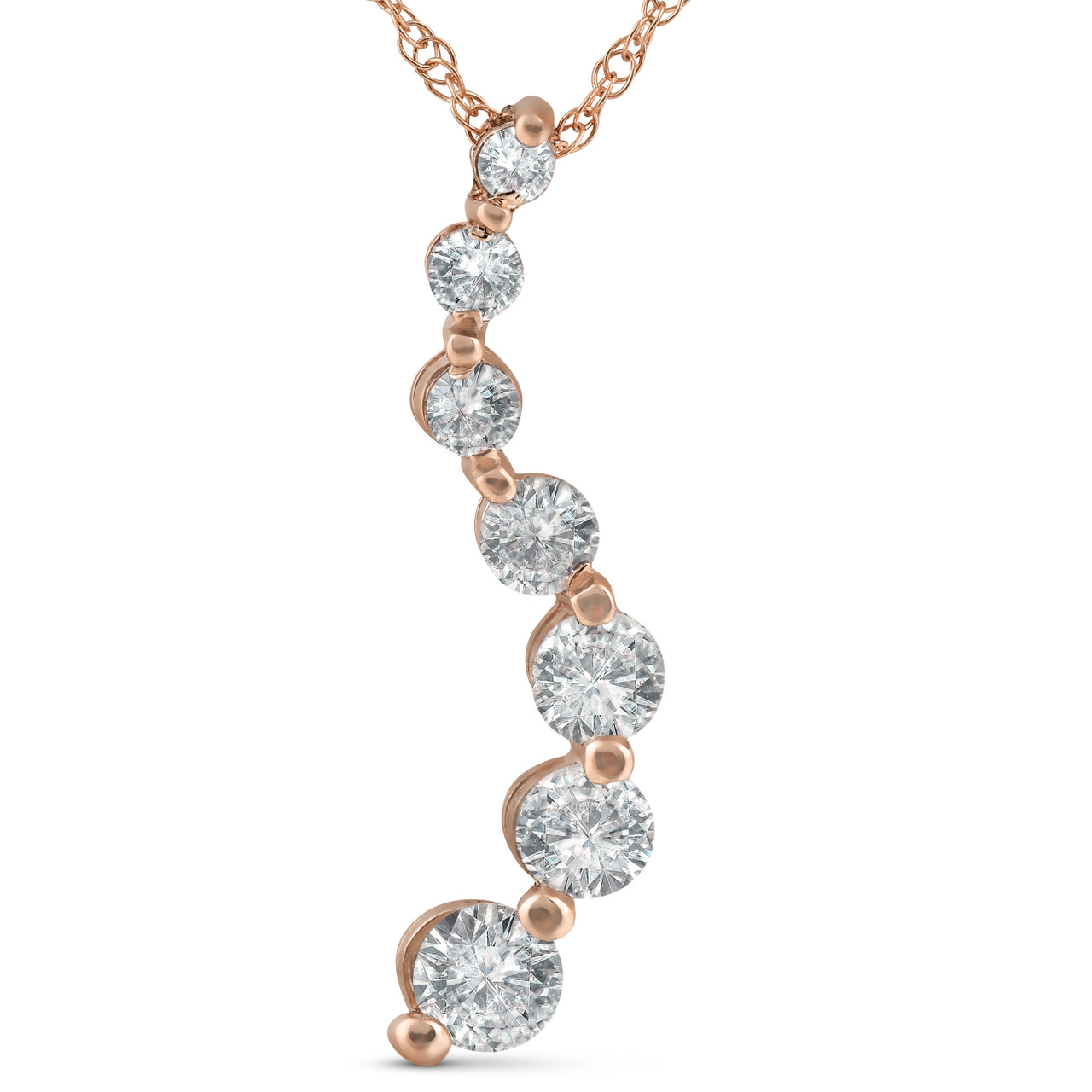 1 ct TDW Diamond Journey Pendant 14k Rose Gold (G-H, I2-I3)