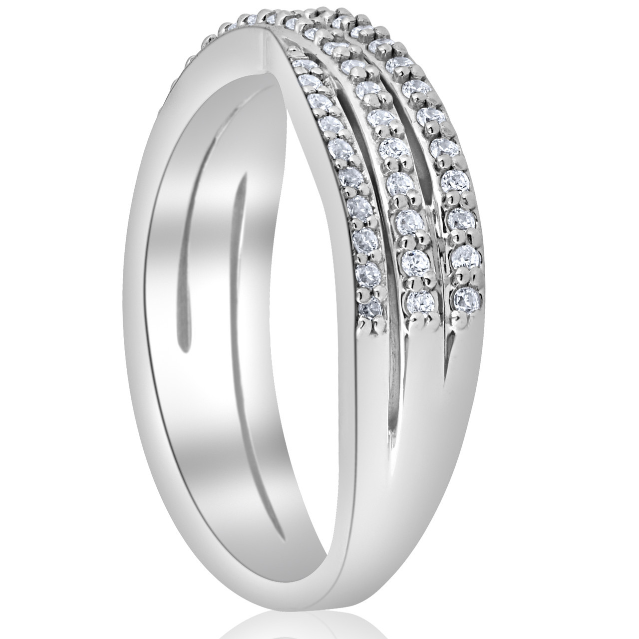 3/4ct Diamond Multi Row Wide Right Hand Ring 10k White or Yellow Gold (H-I, I1)