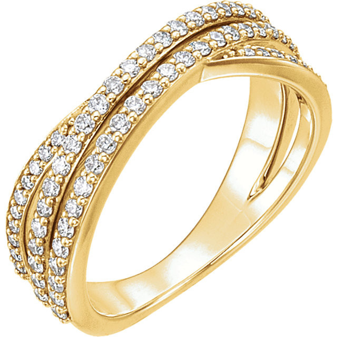 3/4ct Diamond Multi Row Wide Right Hand Ring 10k White or Yellow Gold (H-I, I1)