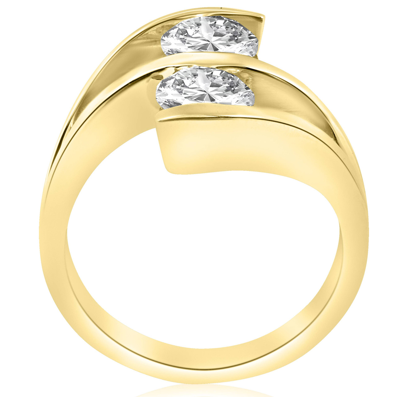 2 ct Diamond Enhanced Two Stone Forever Us Engagement Ring 14k Yellow Gold (H-I, SI)