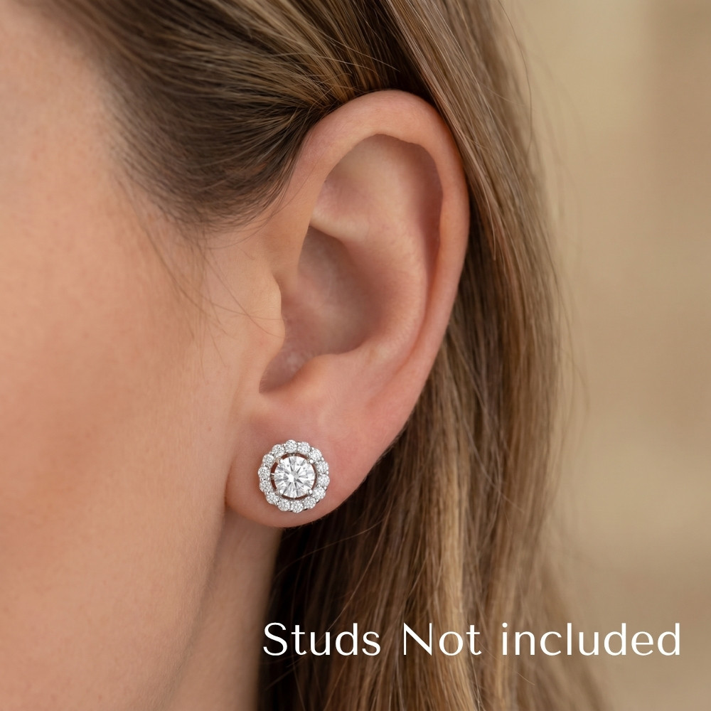 5/8ct  Diamond Earring Studs Halo Jackets 14 Kt (7-7.5mm) (G-H, I1)