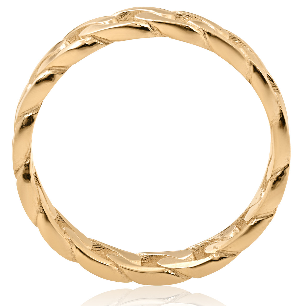 Mens 14k Yellow Gold Hand Braided Curb Linked Wedding Band Mens 14k Yellow Gold Hand Braided Curb Linked Wedding Band