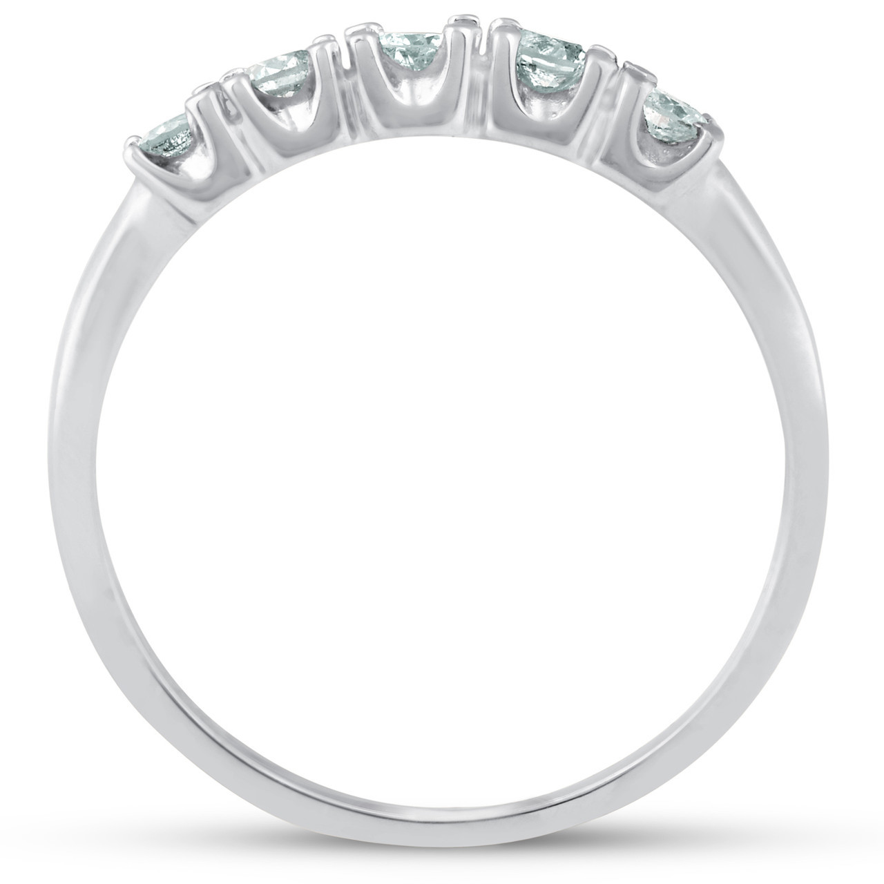 1/4ct 5 Stone Diamond Wedding Ring 14K White Gold (G-H, SI)