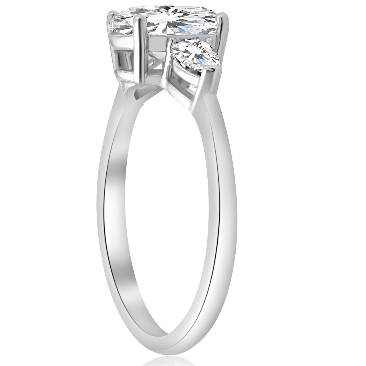 1 1/2CT Oval & Pear Shape Diamond Engagement Ring 14k White Gold (G-H, VS) 1 1/2CT Oval & Pear Shape Diamond Engagement Ring 14k White Gold (G-H, VS)