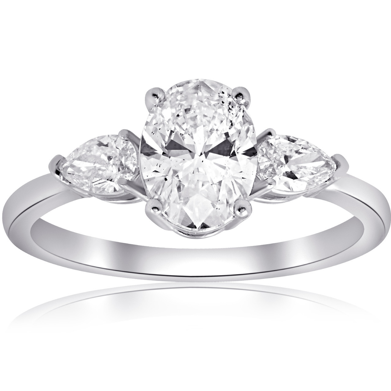 1 1/2CT Oval & Pear Shape Diamond Engagement Ring 14k White Gold (G-H, VS) 1 1/2CT Oval & Pear Shape Diamond Engagement Ring 14k White Gold (G-H, VS)