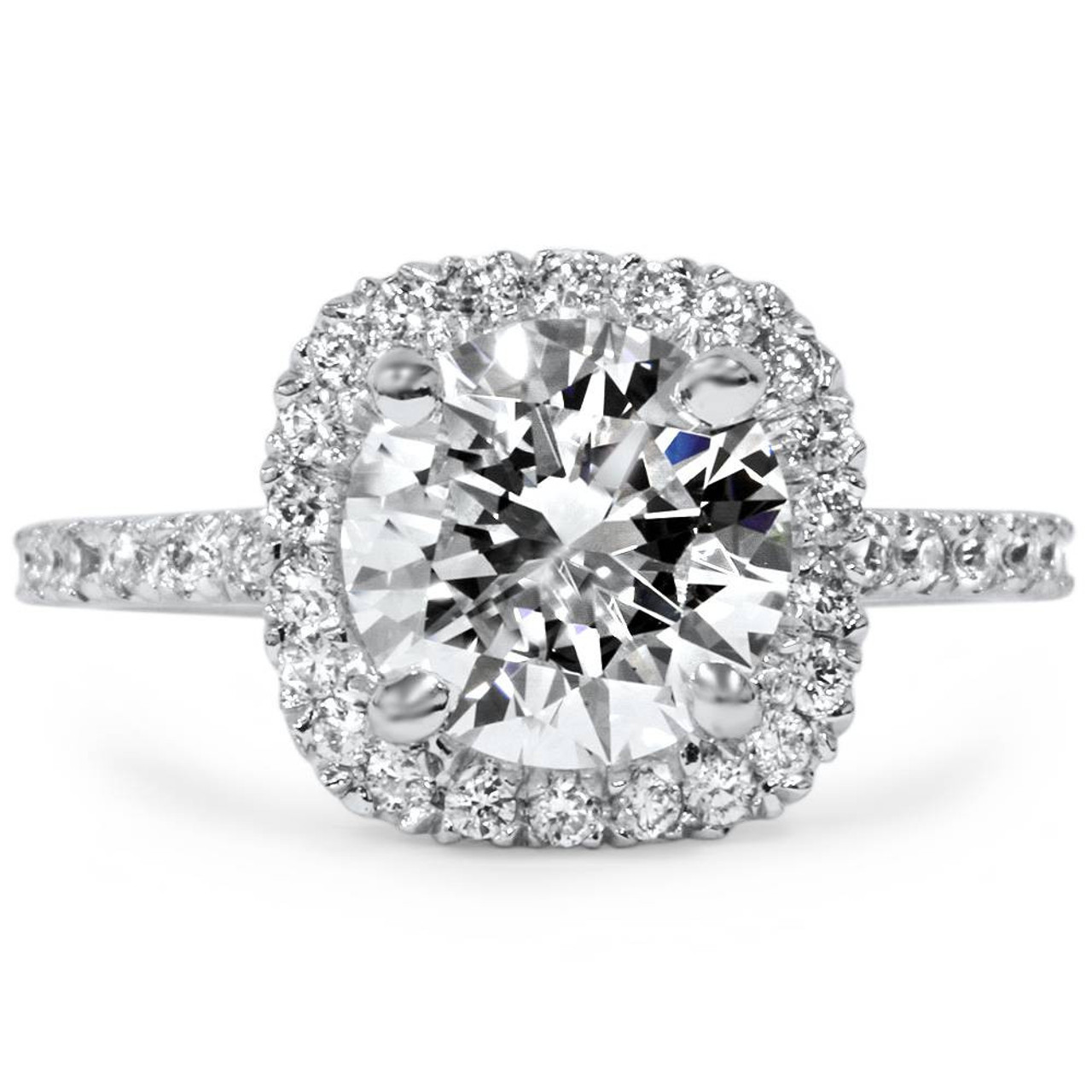 Aura double halo round brilliant diamond ring | De Beers US