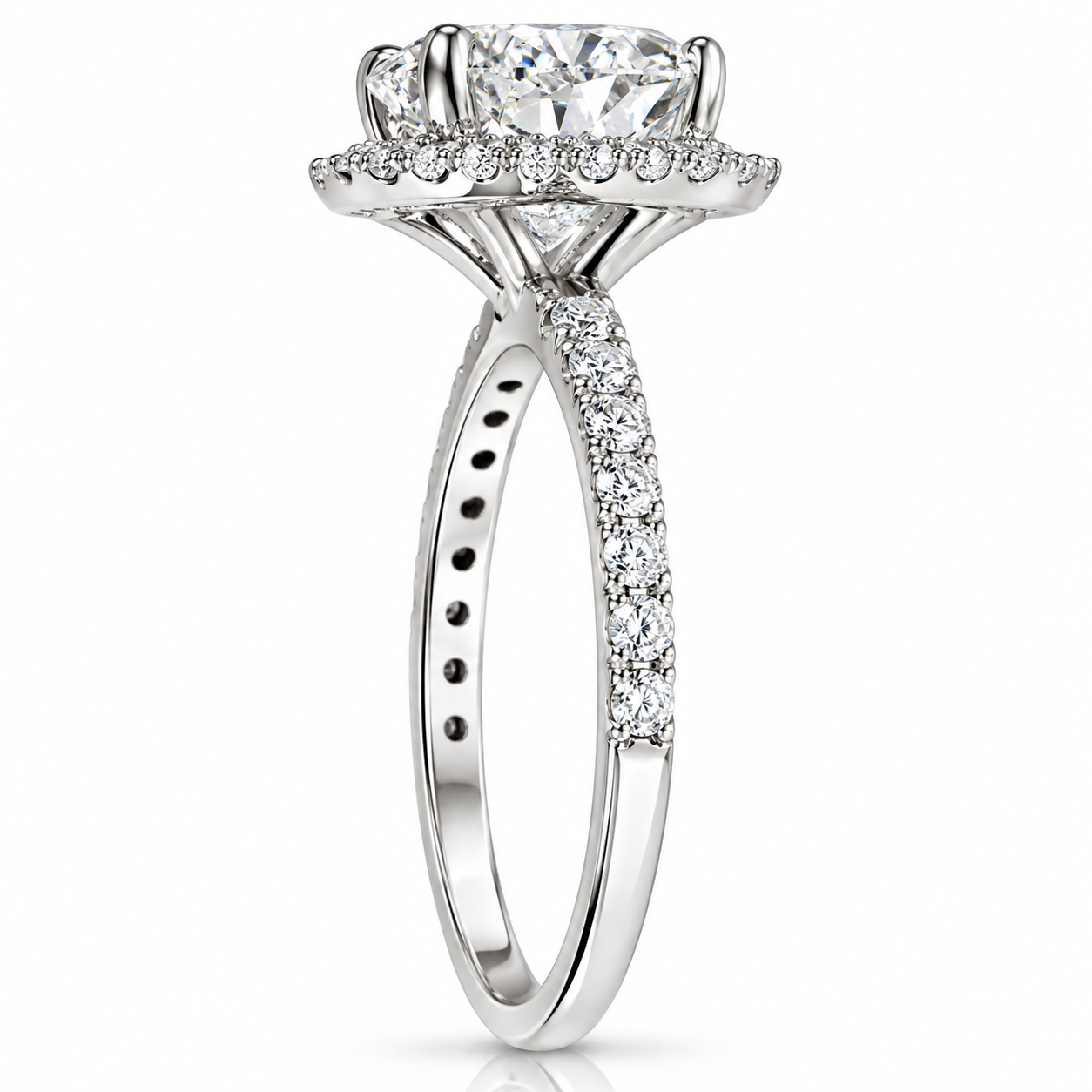 1 3/4 CT Halo Diamond Engagement Ring Round Cut 14K White Gold (G-H, SI)