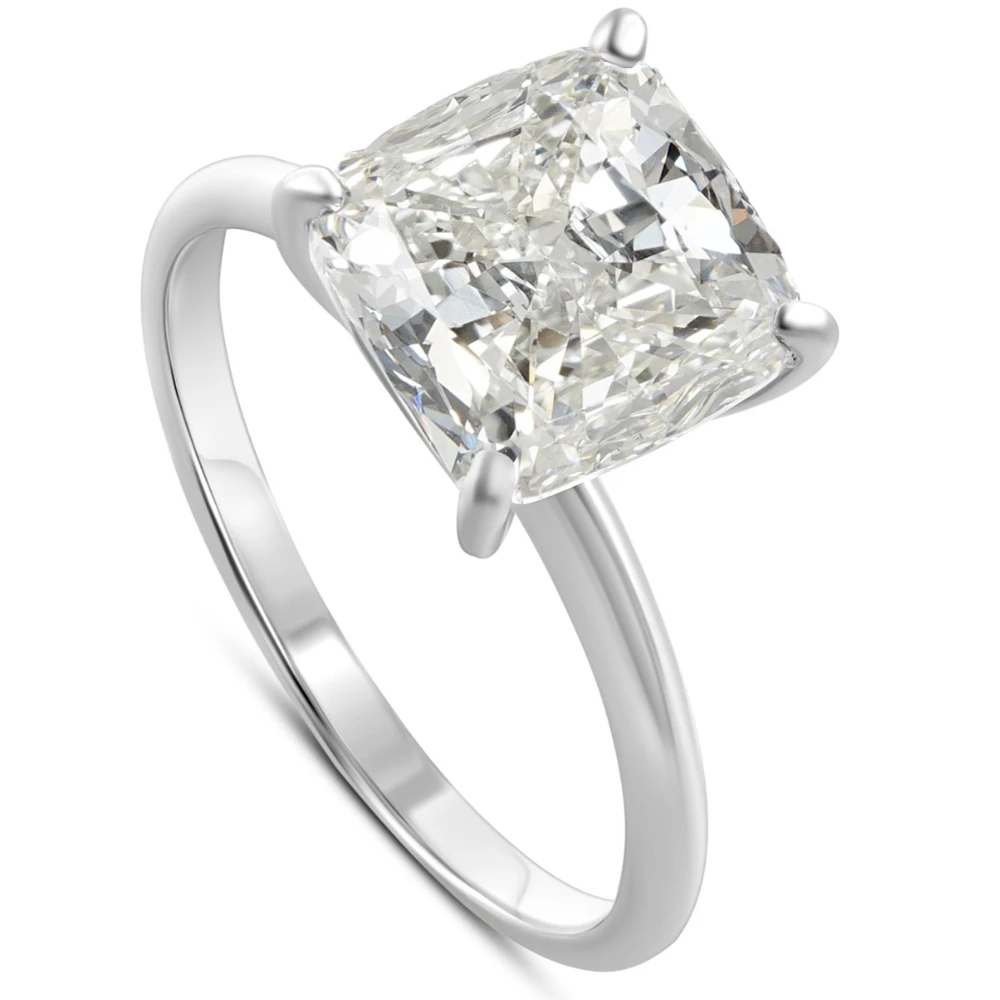 4.39CT Cushion Diamond GIA Certified Solitaire Engagement Ring 14k White Gold (I-J, SI)