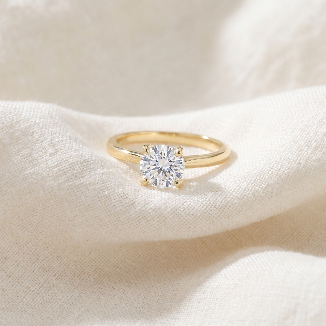1 ct Round Diamond Solitaire Engagement Ring 14k Yellow Gold (G-H, SI)