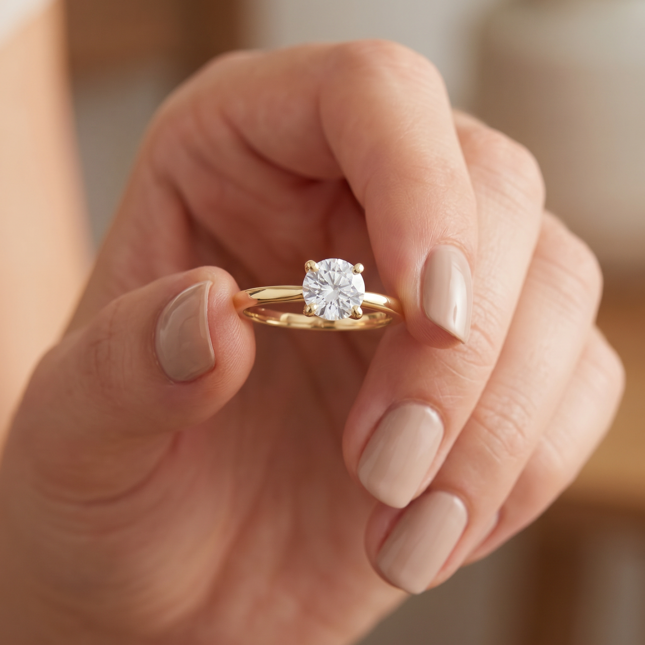 1 ct Round Diamond Solitaire Engagement Ring 14k Yellow Gold (G-H, SI)