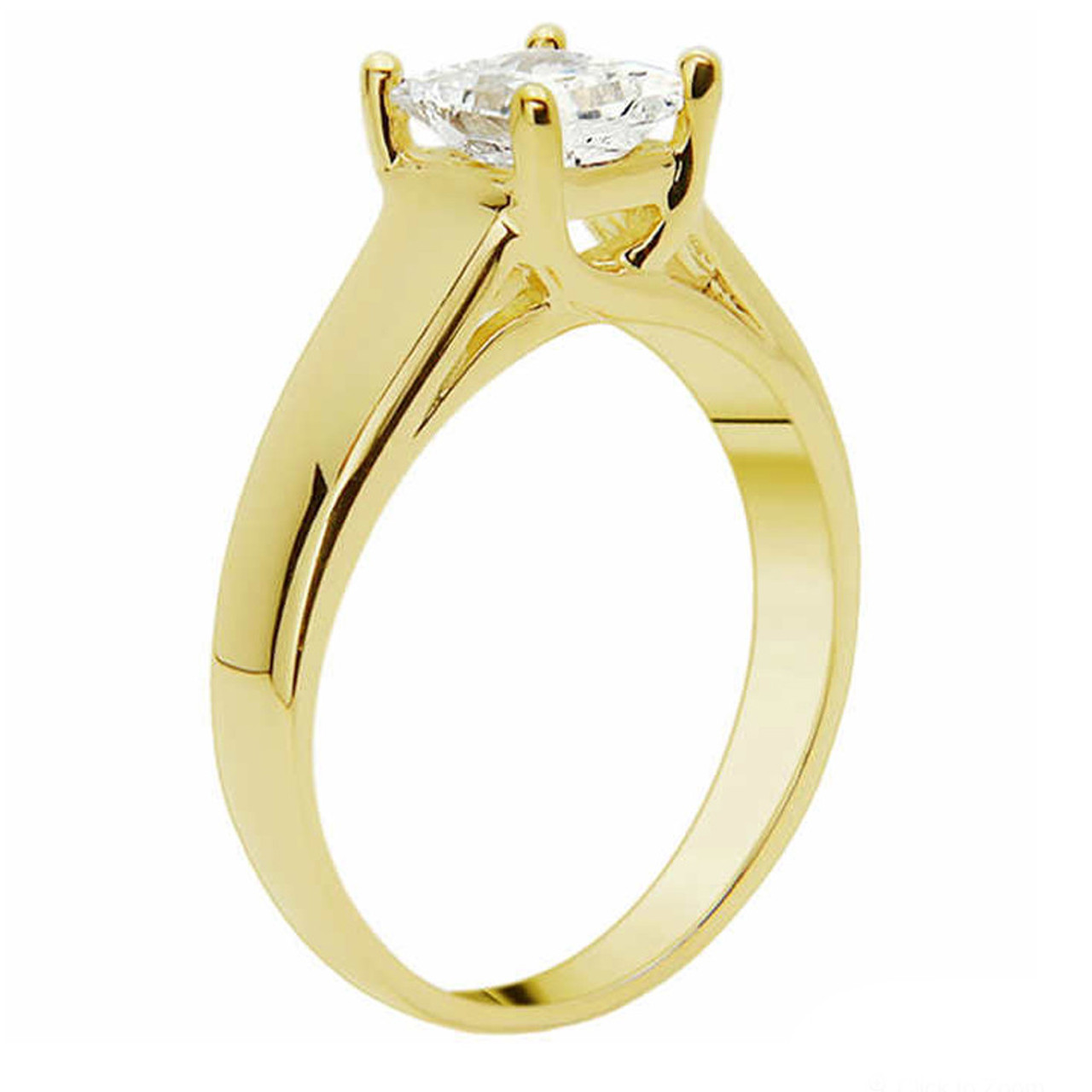 1 CT Princess Cut Diamond Solitaire Engagement Ring 14k Yellow Gold (I-J, SI) 1 CT Princess Cut Diamond Solitaire Engagement Ring 14k Yellow Gold (I-J, SI)