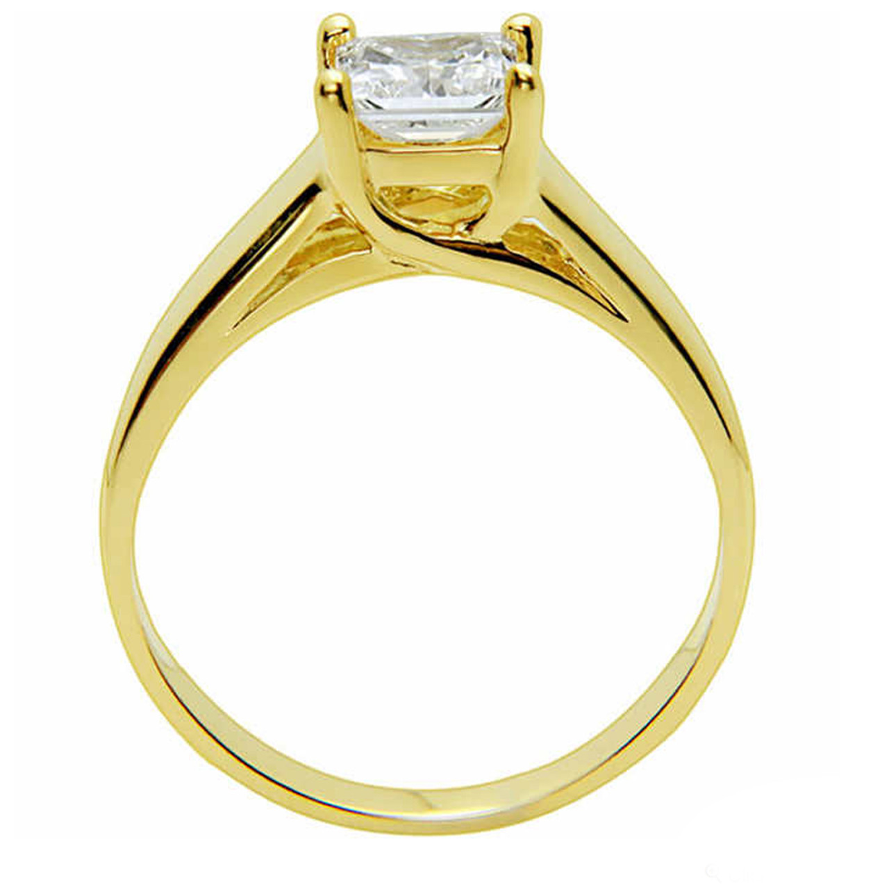 1 CT Princess Cut Diamond Solitaire Engagement Ring 14k Yellow Gold