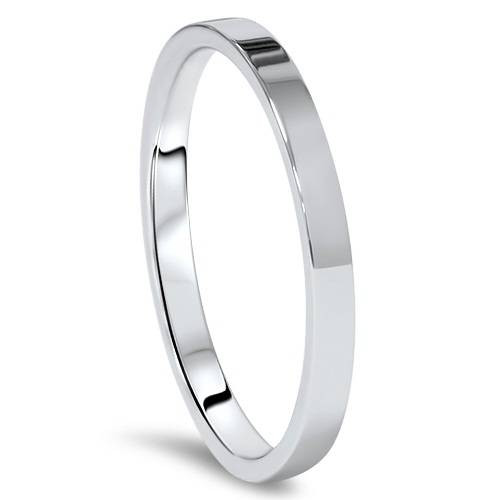 2mm Flat 14K White Gold Stacker Wedding Guard Ring Band
