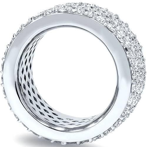 5Ct Pave Wide Diamond Eternity Anniversary Wedding Ring 14k White Gold Lab Grown (G-H, VS2-SI1)