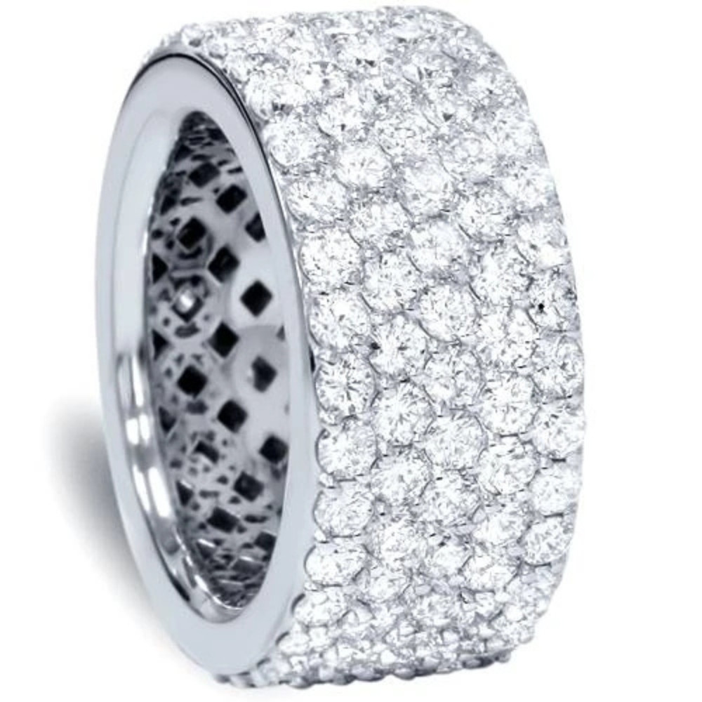 5Ct Pave Wide Diamond Eternity Anniversary Wedding Ring 14k White Gold Lab Grown (G-H, VS2-SI1)