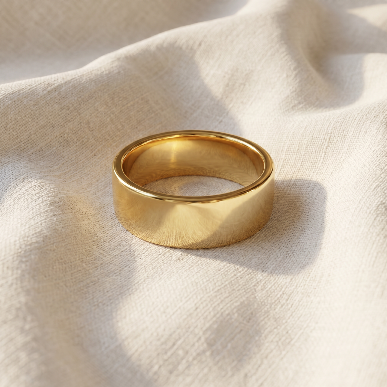 7mm Flat High Polished Wedding Band 10K Yellow Gold
