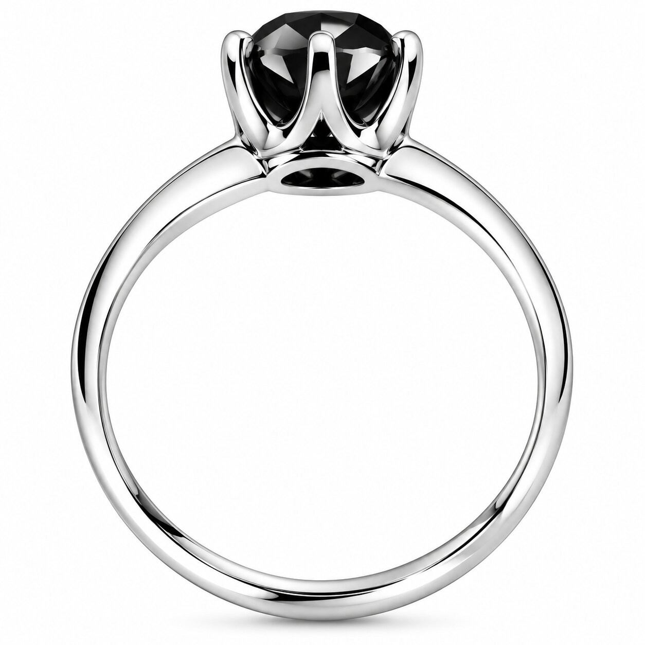 2 ct Treated Black Diamond Solitaire Engagement Ring 14K White Gold (Black, )