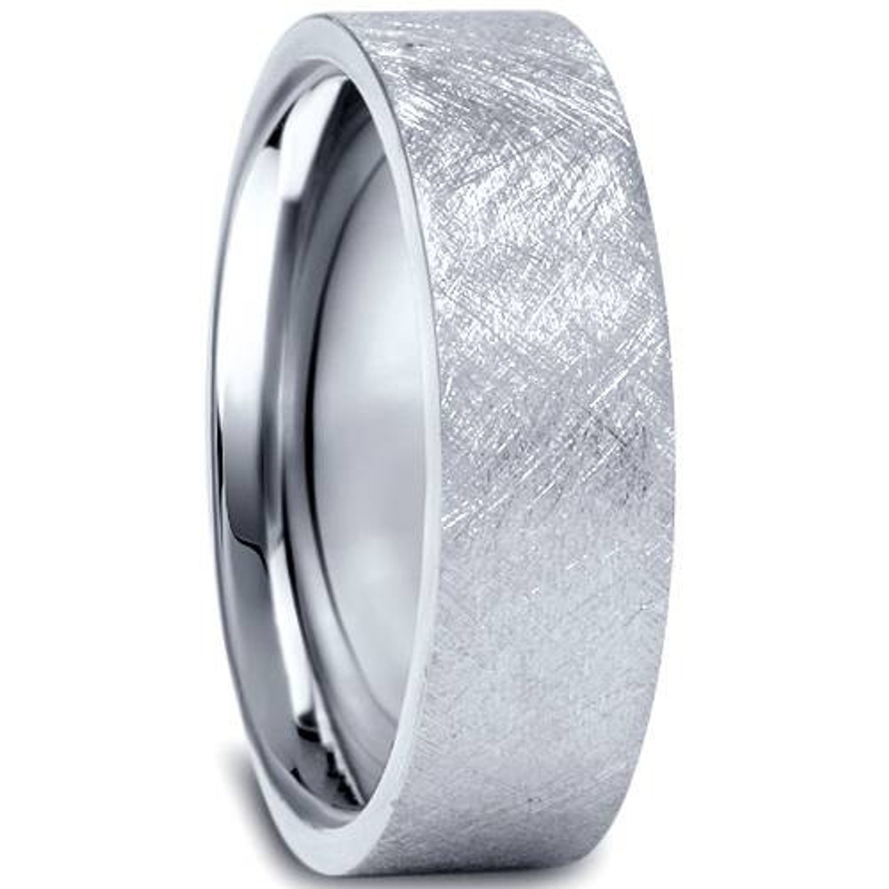 Pompeii3 950 Platinum Mens 6mm Flat Brushed Wedding Band
