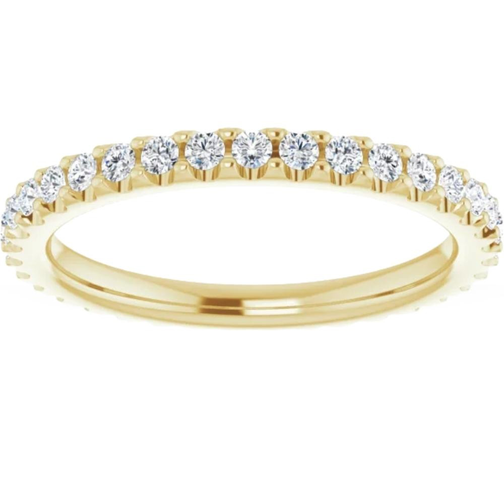 3/8ct Diamond Eternity Ring 14k Yellow Gold Womens Stackable Wedding Band (G-H, I1)