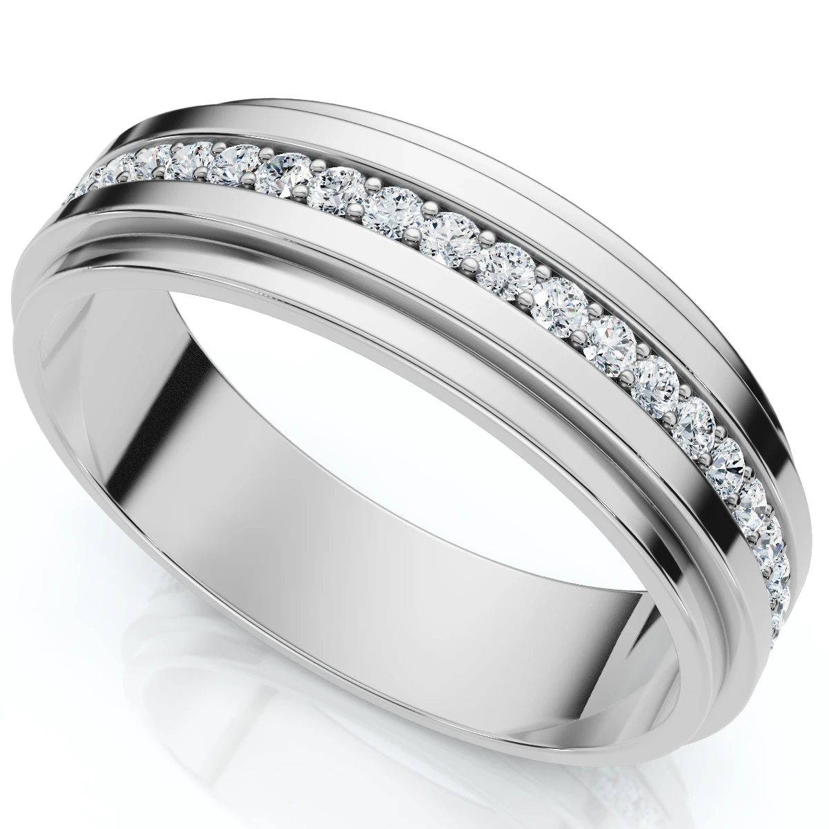 Mens Diamond 3/8ct Eternity Ring Wedding Band 14k White Gold 7mm Lab Grown (F-G, VS)