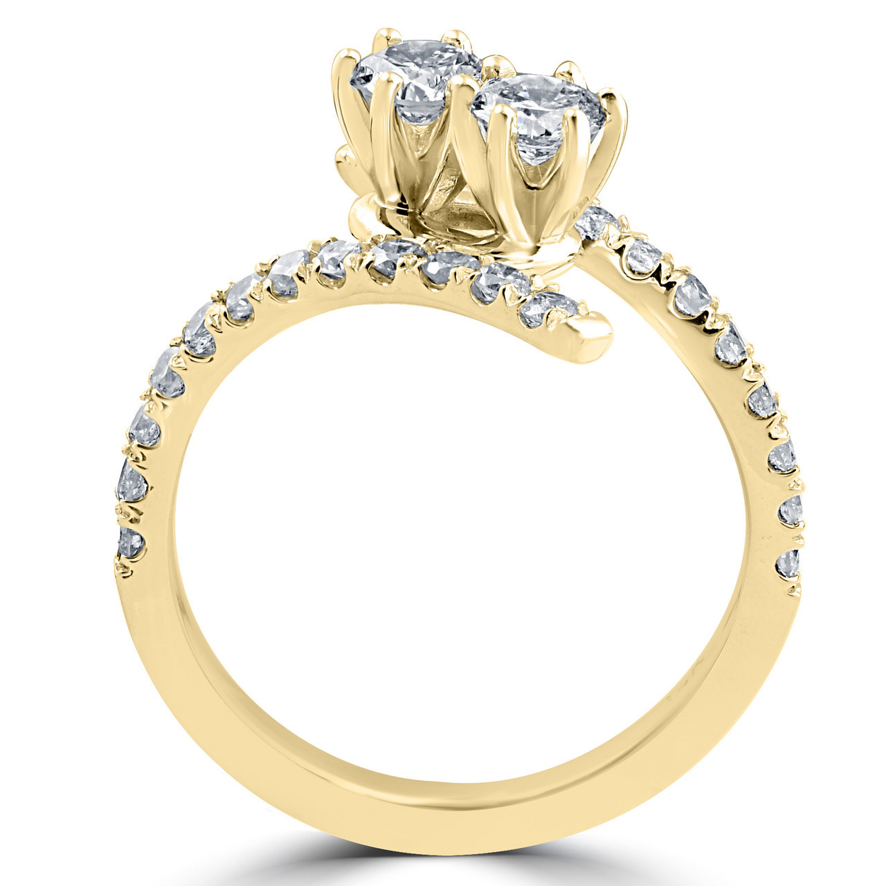 1 cttw Diamond 2 Stone Forever Us Engagement Anniversary Ring 14k Yellow Gold (I-J, I1)