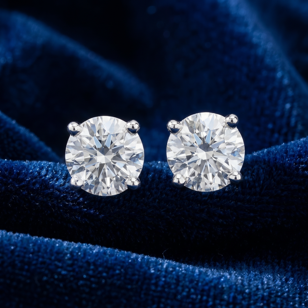 Platinum 2Ct TW Round Cut Diamond Studs Lab Grown (F-G, VS2-SI1)