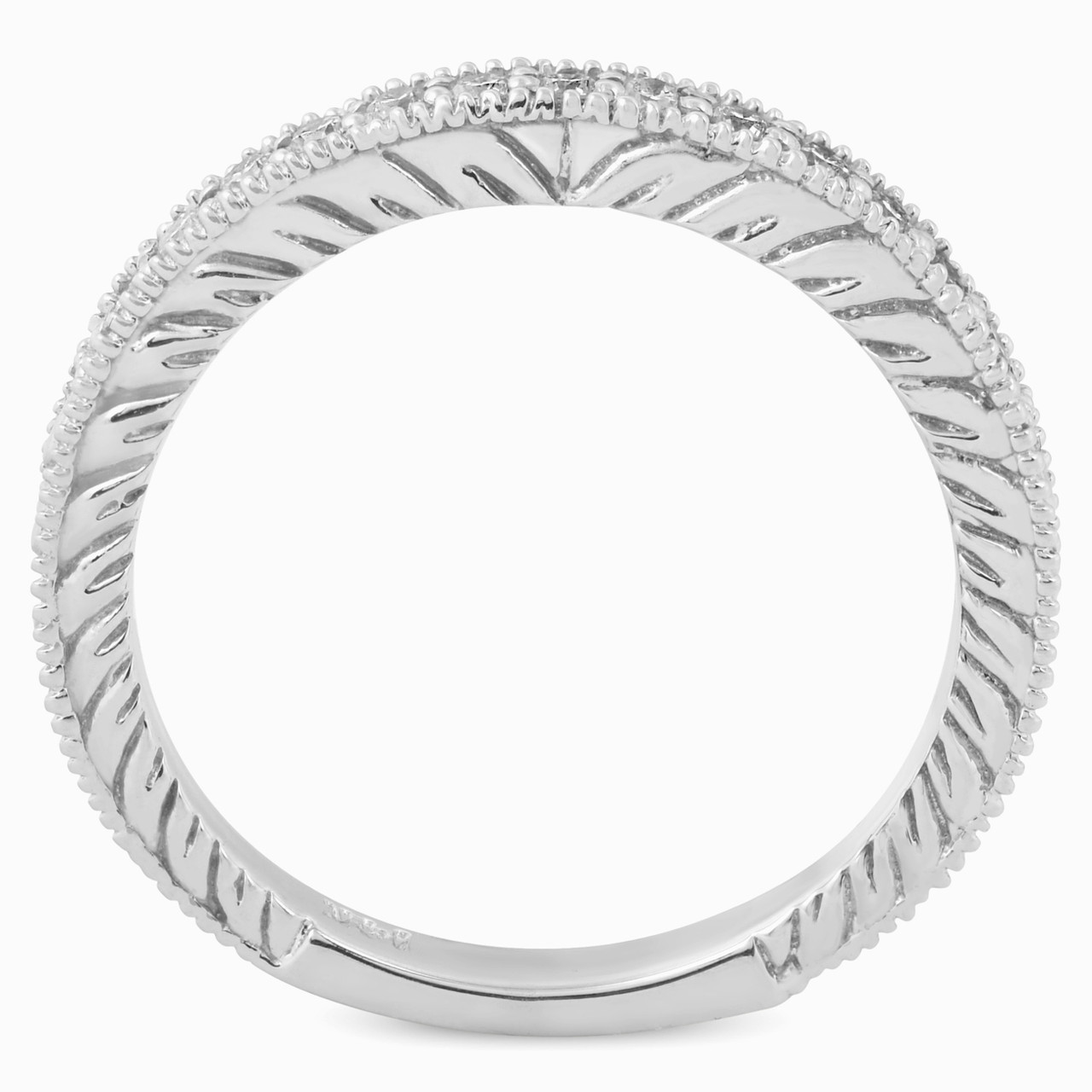 1/5ct Diamond Vintage Womens Wedding Ring Stackable 14k White Gold Band (G-H, SI)
