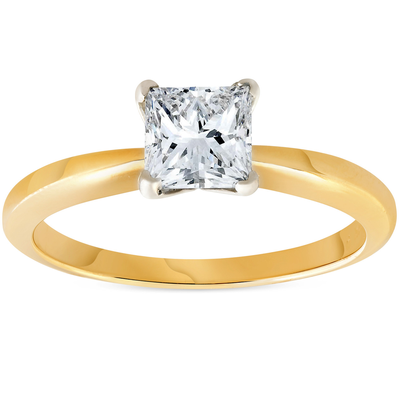 1 Carat Princess Cut Milgrain Solitaire diamond Ring In 14K White Gold |  Fascinating Diamonds