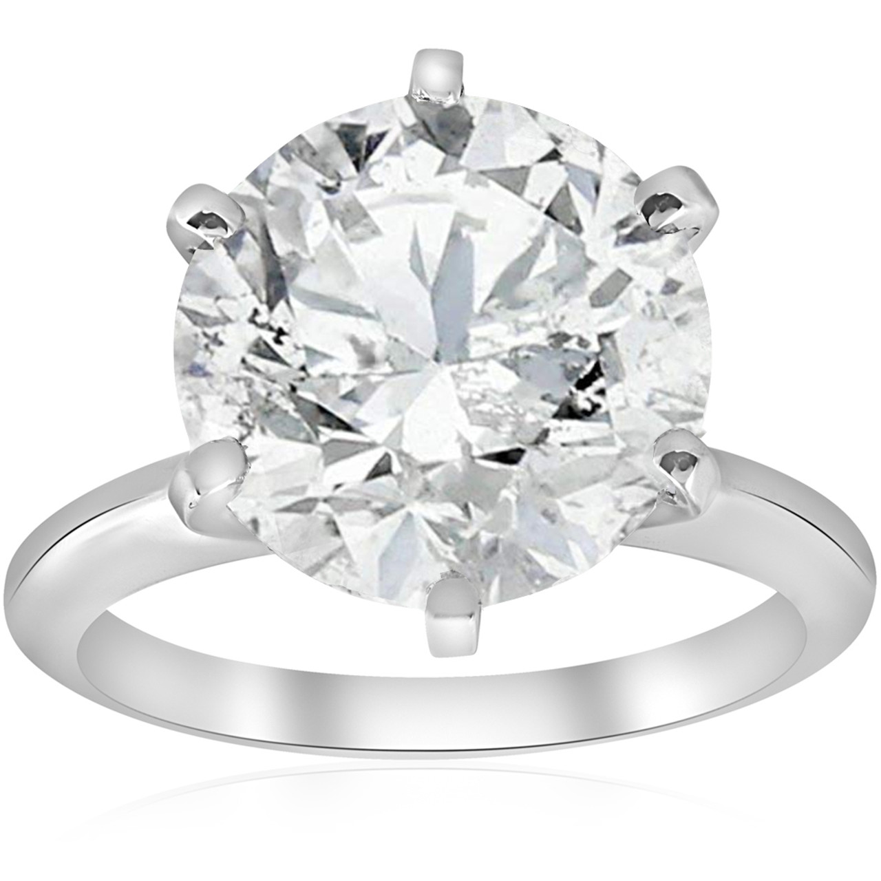 4 ct Round Diamond Solitaire Engagement Ring 14K White Gold
