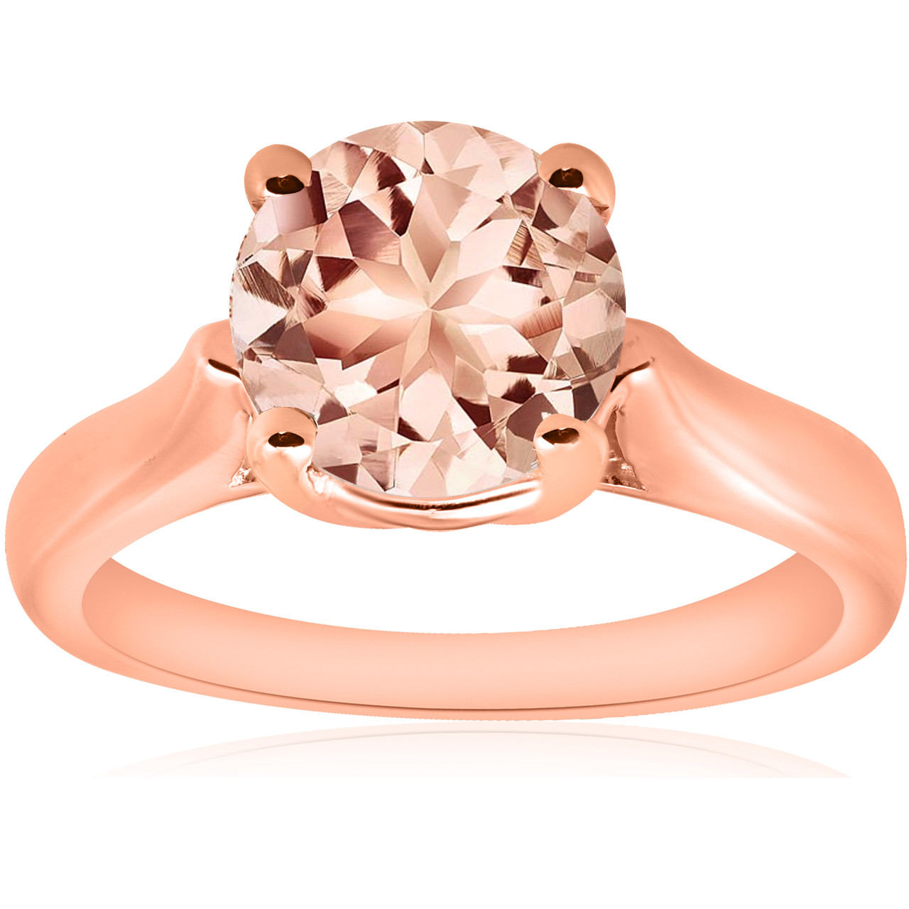 8MM Round 1 3/4CT Genuine Morgranite 14k Rose Gold Solitaire Engagement Ring (, VS)