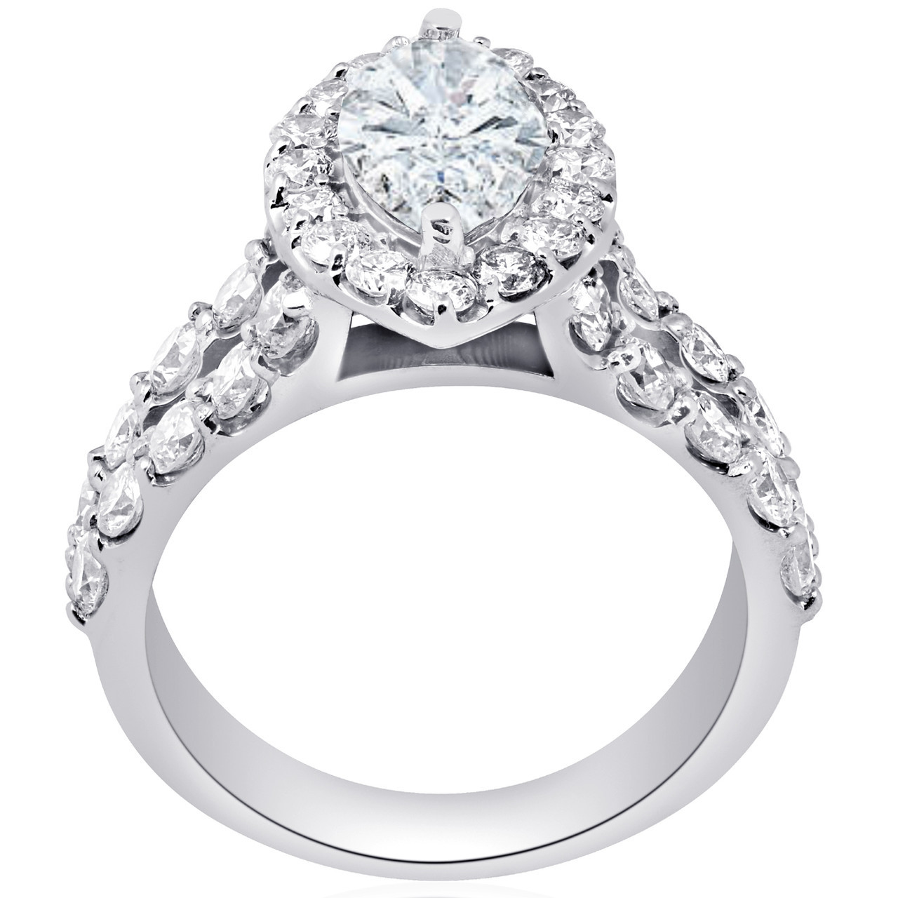 2 1/2ct Marquise Diamond Halo Lab Grown Engagement Ring 14k White Gold (G-H, VS2-SI1)