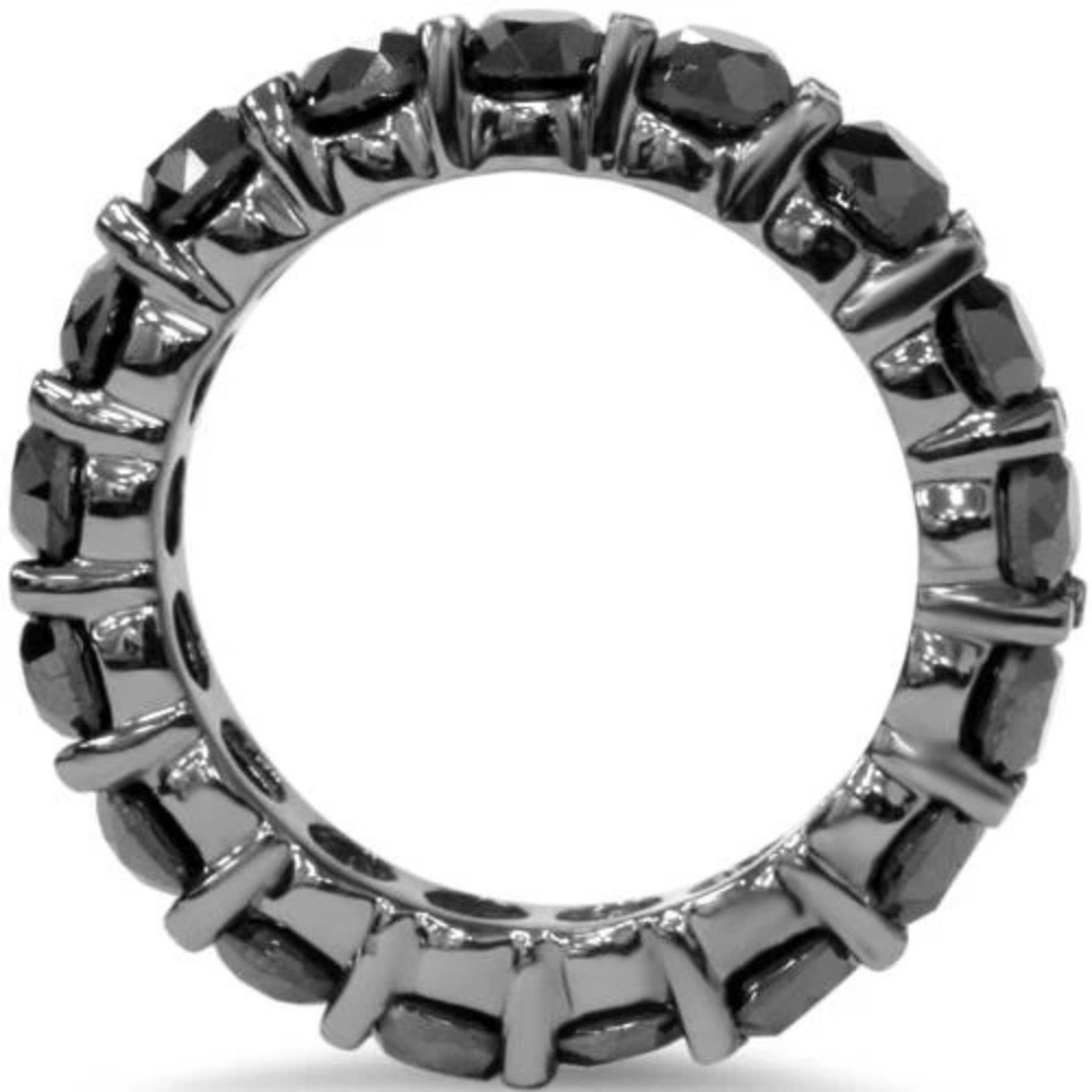 5ct Round Black Diamond Eternity Womens Wedding Ring 14K Black Gold Wedding Band (Black, )
