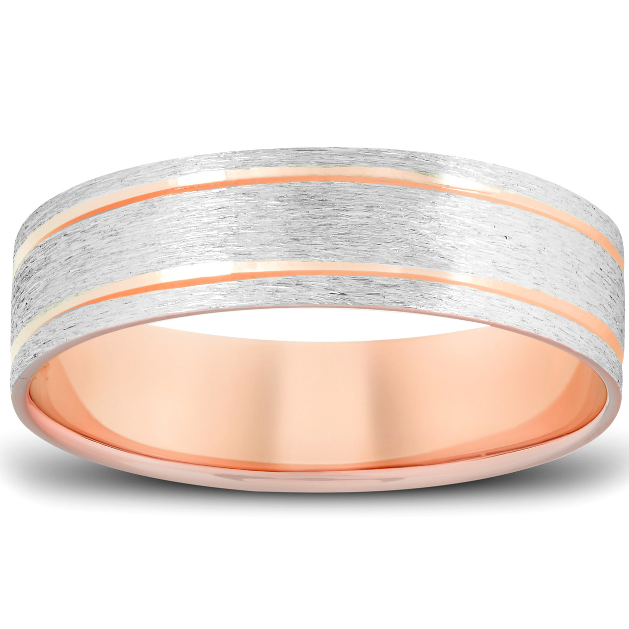 14K Rose Gold Brushed Comfort Fit 6mm Wedding Band