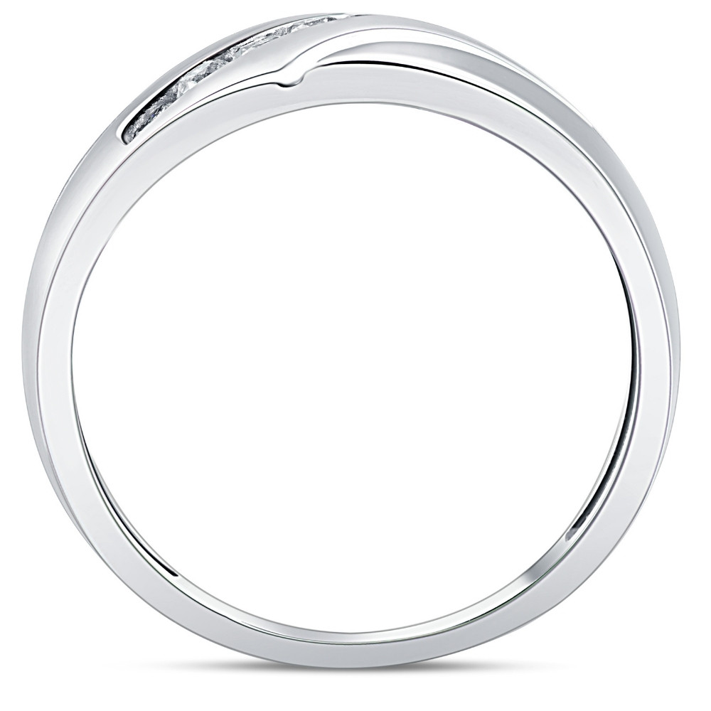 Mens 1/3ct Diamond Wedding Ring 10k White Gold Anniversary Band (H-I, I1)