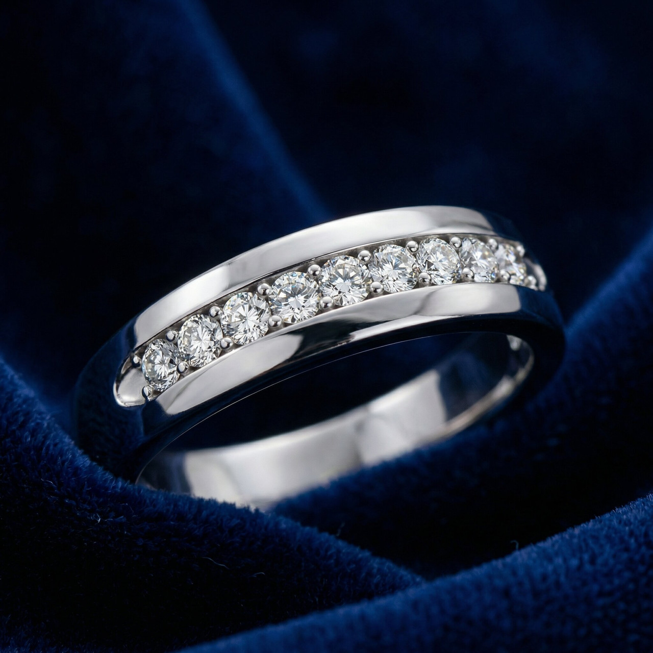 Mens 1/4ct Diamond Wedding Ring 10k White Gold Anniversary Band (H-I, I1)