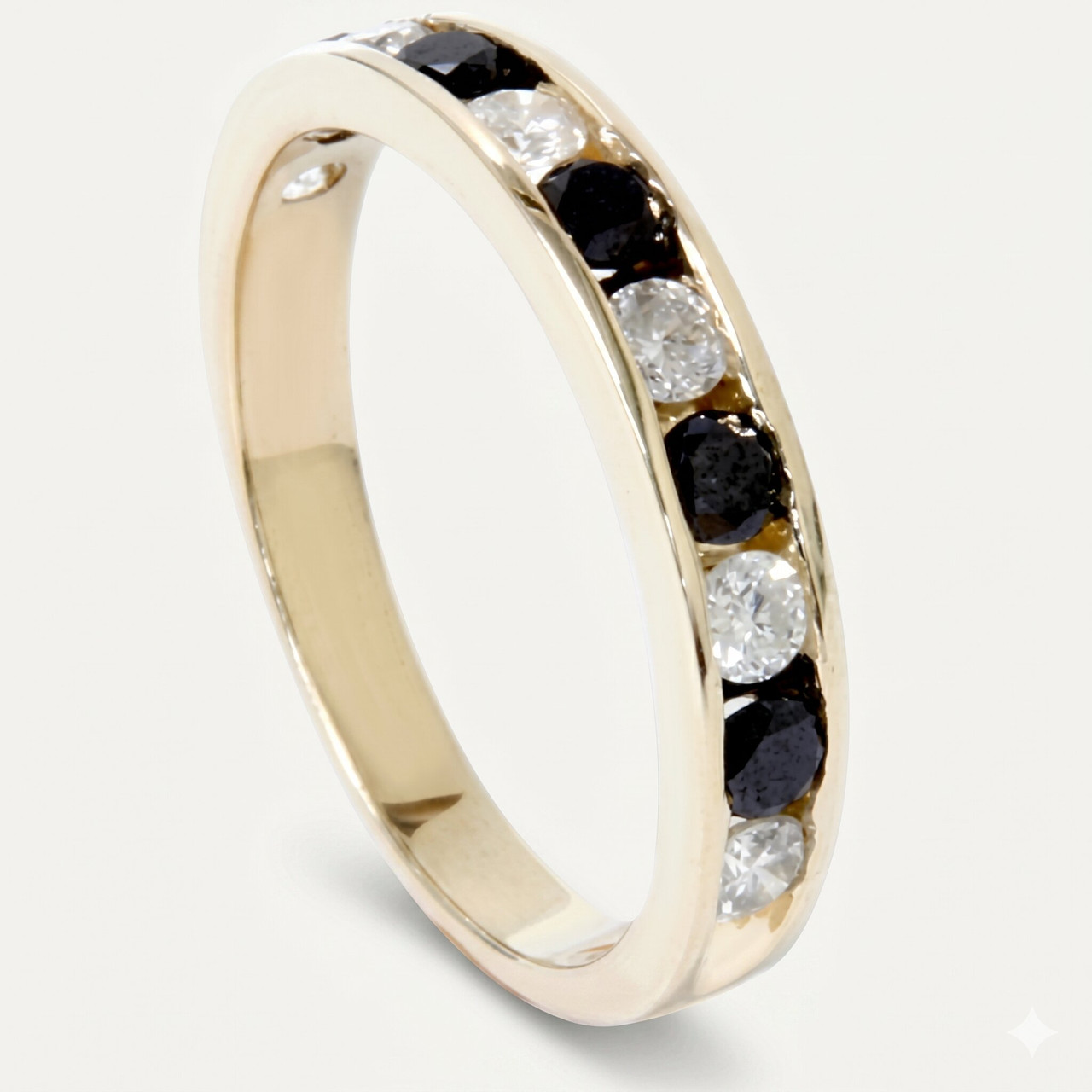 1ct Black & White Diamond Wedding 14K Gold Ring New (G-H, I1)