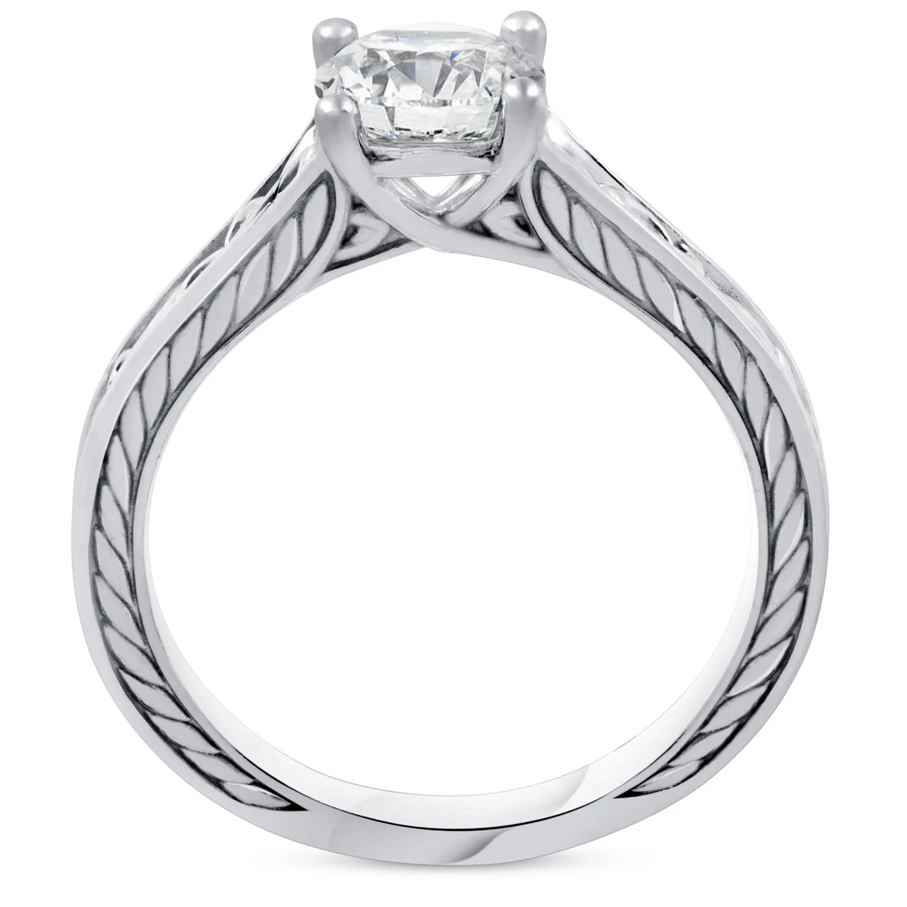 1Ct Solitaire Round Vintage Diamond Engagement Ring White Gold Lab Grown (F-G, VS)