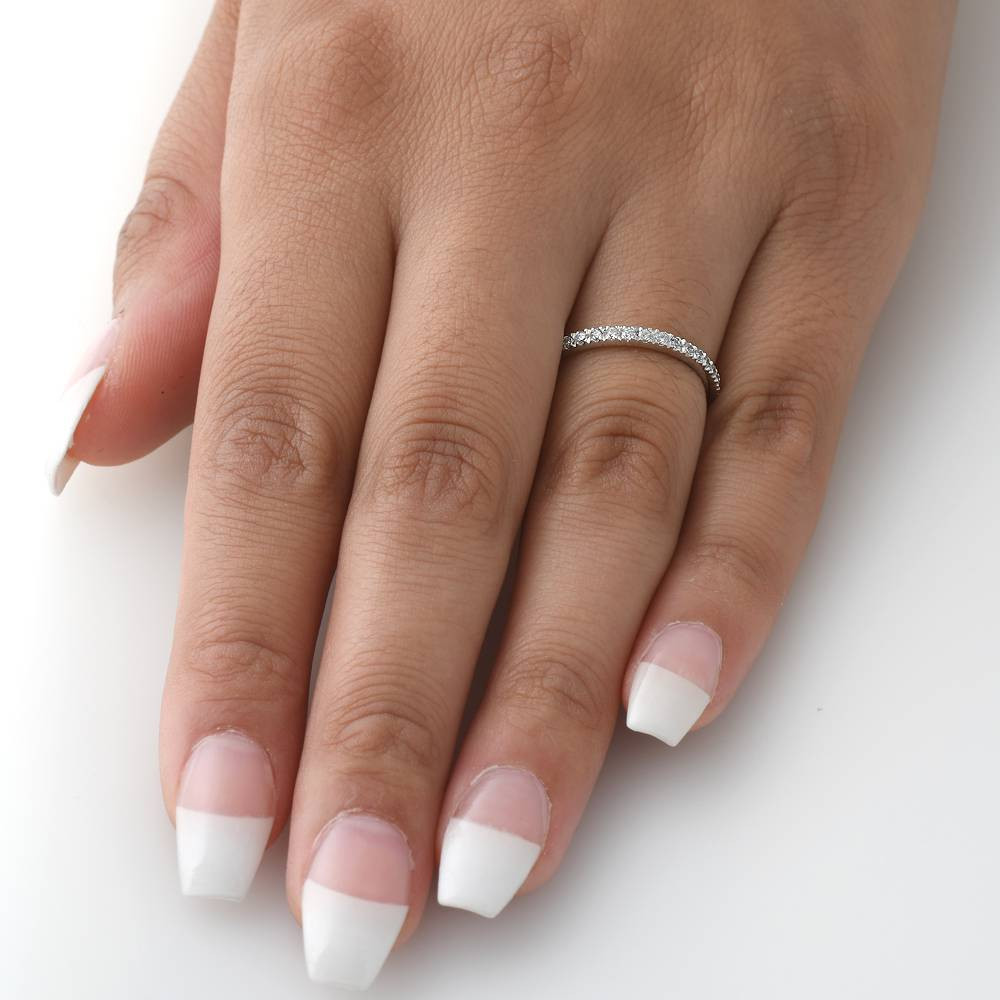 1/4ct Diamond Ring Stackable Engagement Womens Wedding Band 10K White Gold (H-I, I1)