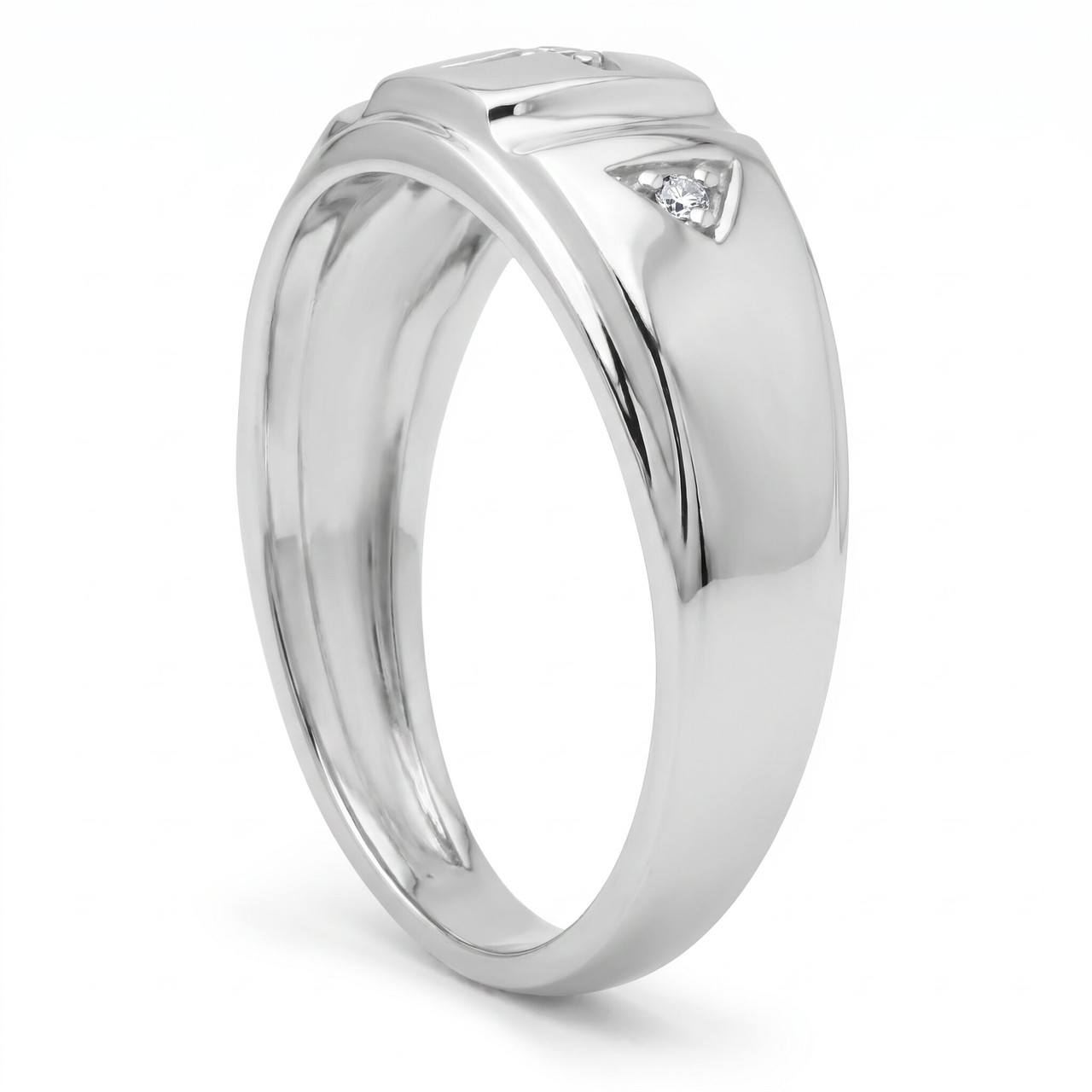 Mens Diamond Cross Wedding Ring 10k White Gold (H-I, I1)