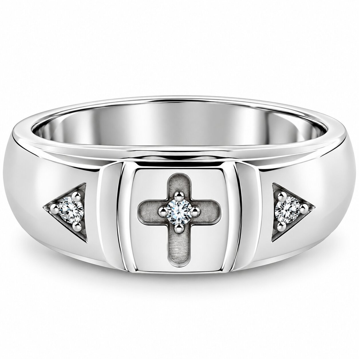 Mens Diamond Cross Wedding Ring 10k White Gold (H-I, I1)