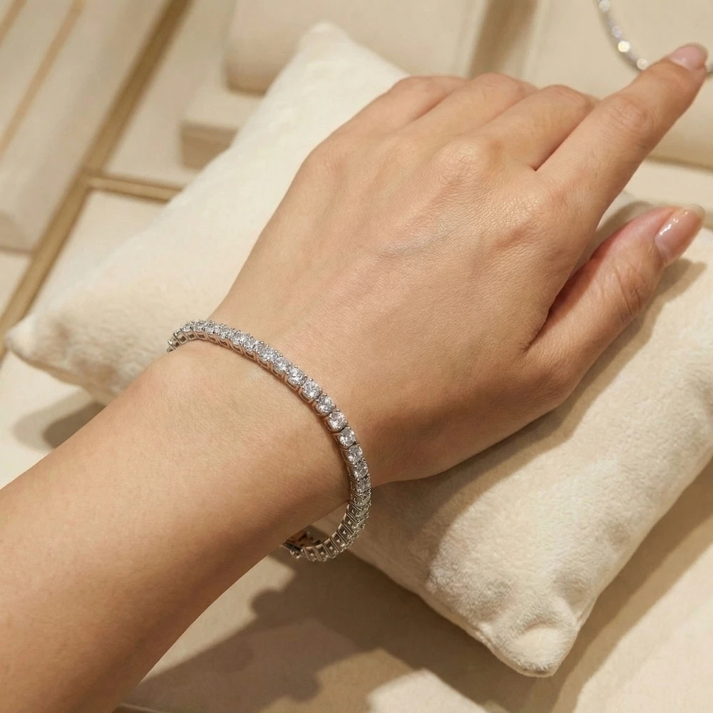 10 ct Diamond Tennis Bracelet 14k White Gold 7" Double Lock Clasp (G-H, I1)