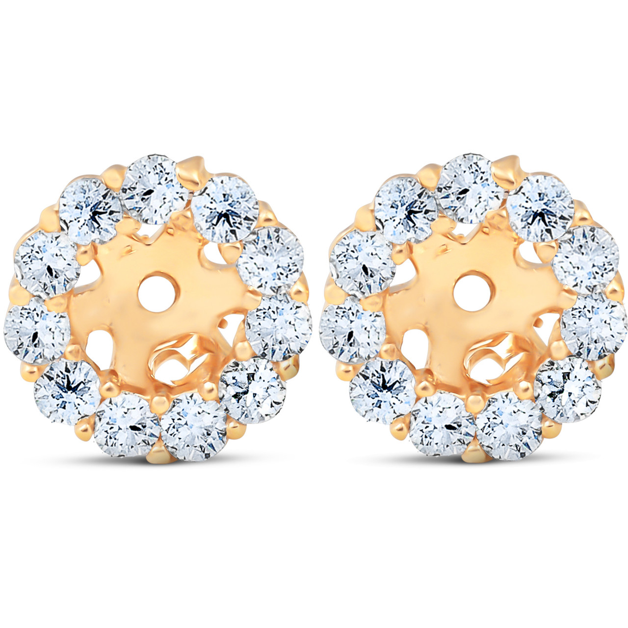 Halo Diamond Earring Jackets 14K Yellow Gold (4mm)