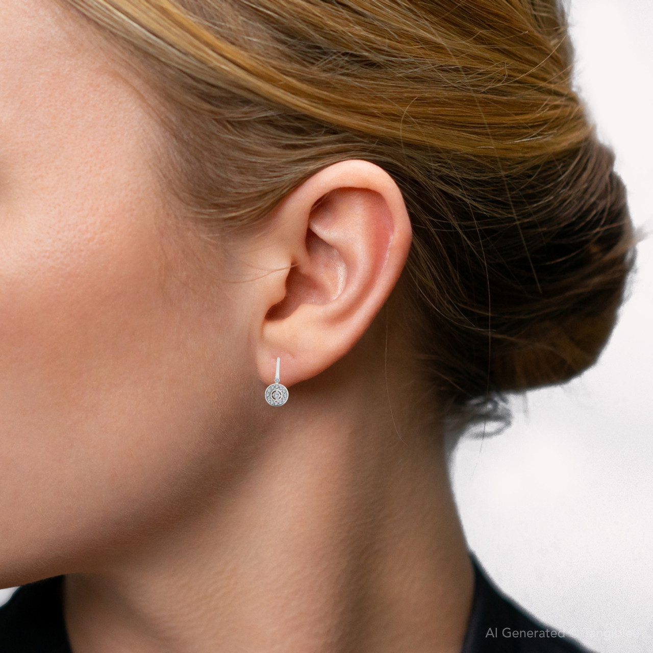 1/3ct Pave Diamond Vintage Halo Earrings 10K White Gold 1/2" Tall (H-I, I2-I3) 1/3ct Pave Diamond Vintage Halo Earrings 10K White Gold 1/2" Tall (H-I, I2-I3)