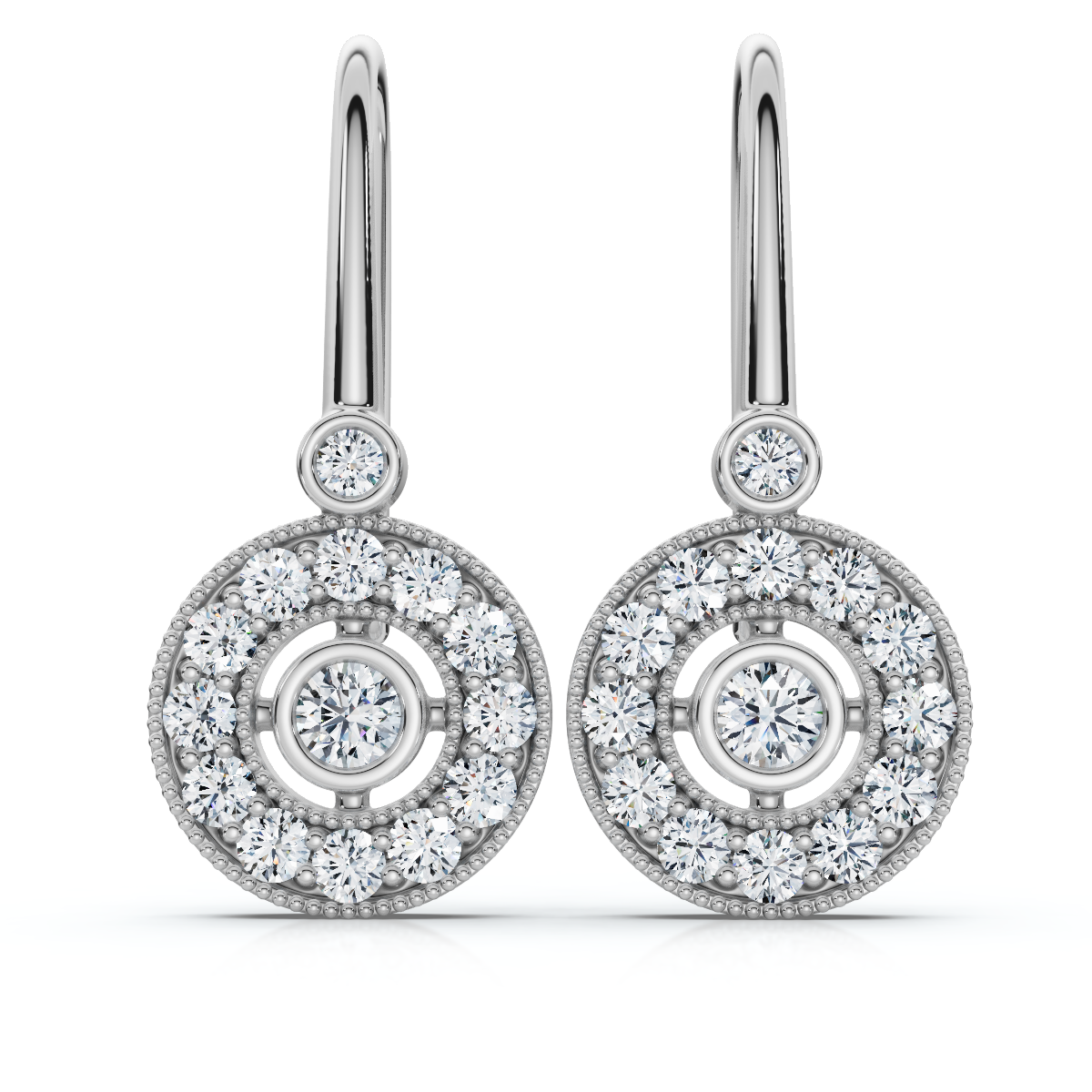 1/3ct Pave Diamond Vintage Halo Earrings 10K White Gold 1/2" Tall (H-I, I2-I3)
