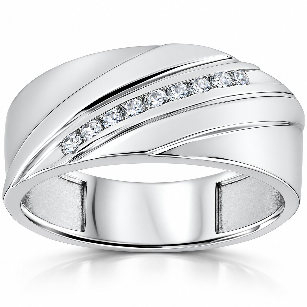 1/6CT Mens Diamond Ring 10K White Gold (H-I, I1)