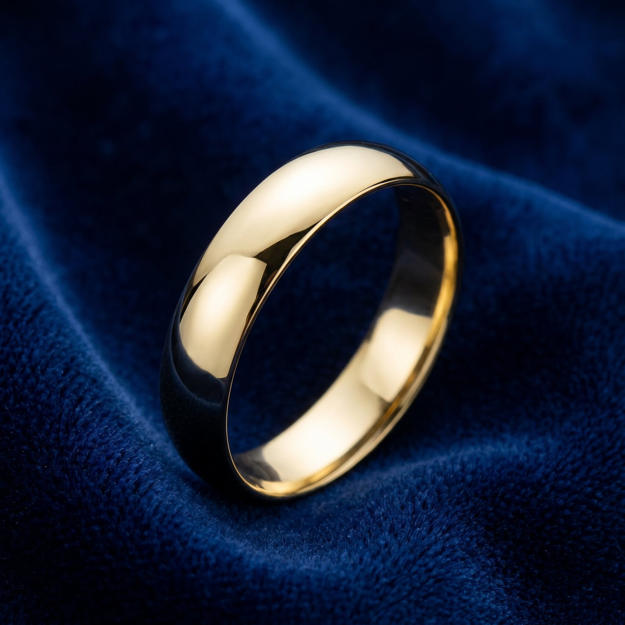 5mm Dome High Polished Wedding Plain Band 10K Yellow Gold Ring