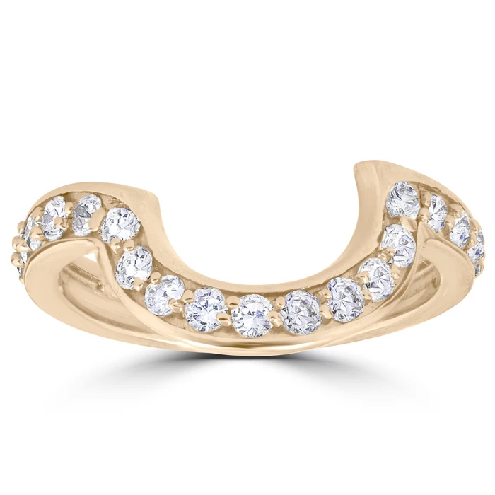1/2 cttw 14k Yellow Gold Diamond Curved Contour Band For Forever Us 2 Stone Ring (G-H, I1)