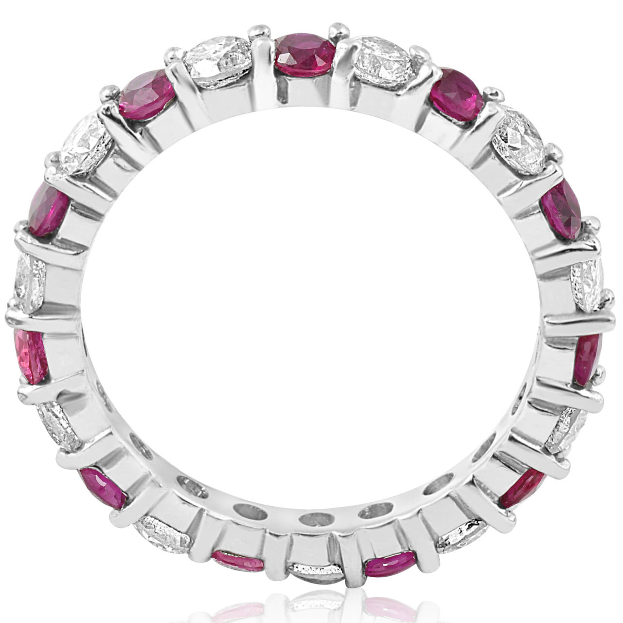 2 ct Ruby & Diamond Eternity Ring 14K White Gold Womens Stackable Wedding Band (G-H, I1)