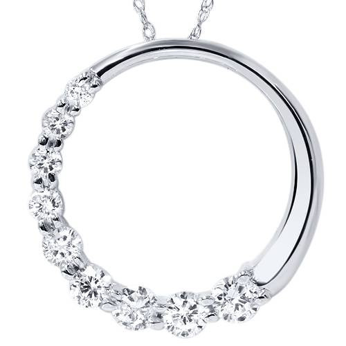 1ct Circle Journey Real Diamond Pendant White Gold (G-H, I1)